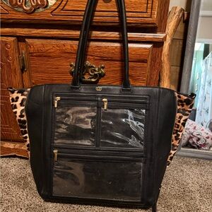 Stylish Black and Leopard Print Tote Bag